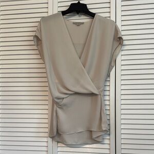 All Saints Cream Asymmetrical Wrap Blouse